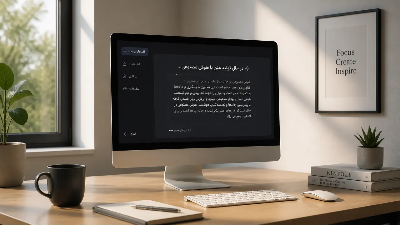 تولید محتوا با هوش مصنوعی بر روی کامپیوتر در فضای مینیمالیستی